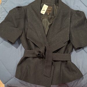 The Limited Black Textured Short-Sleeve Blazer